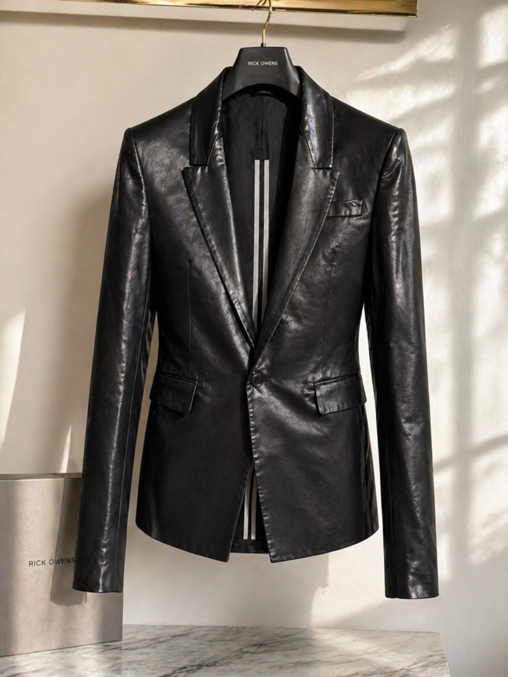 Rick Owens Black Single-Button Blazer Jacket